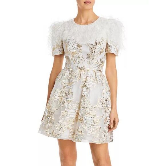 Black Halo White and Gold Mini Dress - Picture 3 of 10